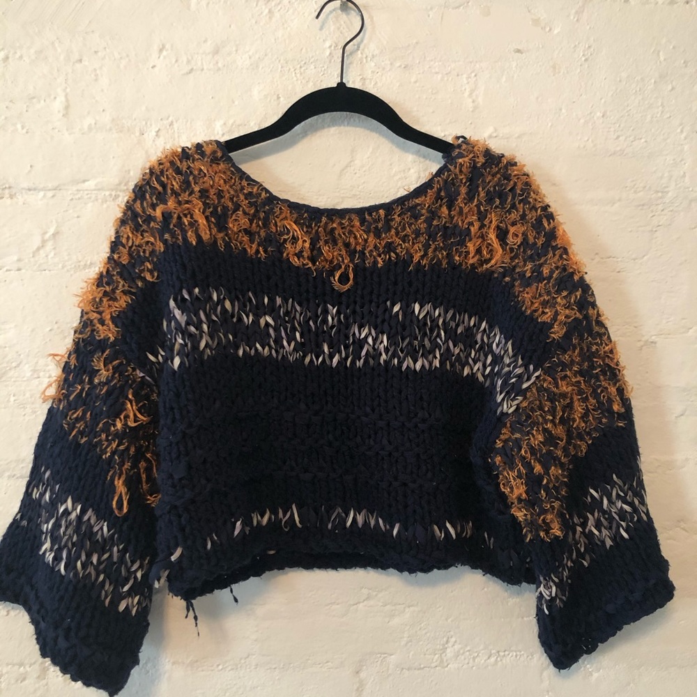 Anthropologie hand knit cropped sweater